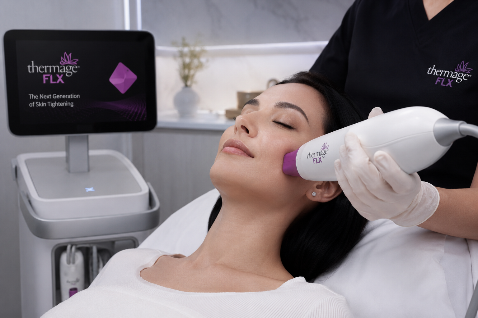 Thermage FLX or OligioX radiofrequency neck tightening